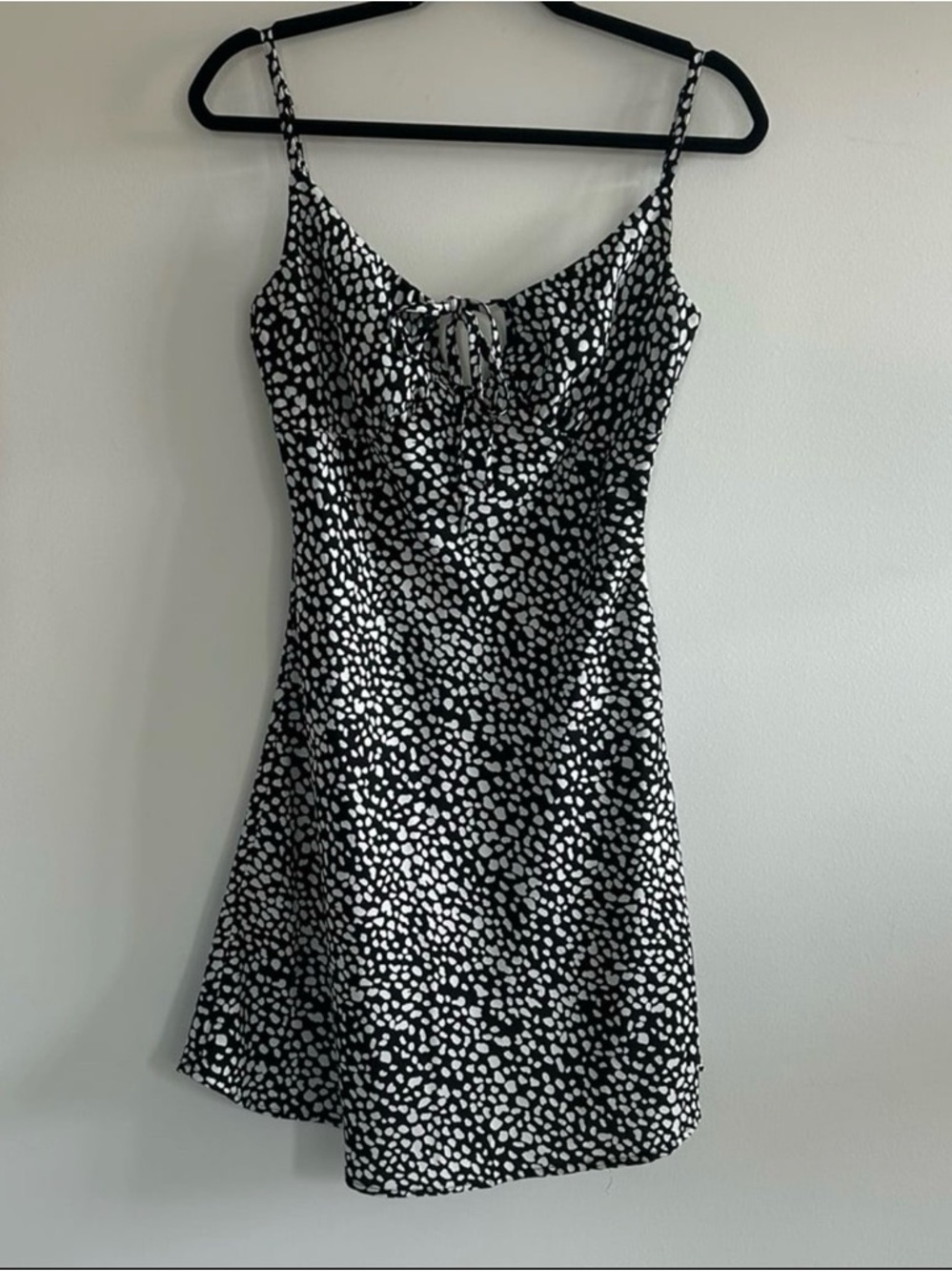 Commense Black and White Spotted Slip Mini Dress